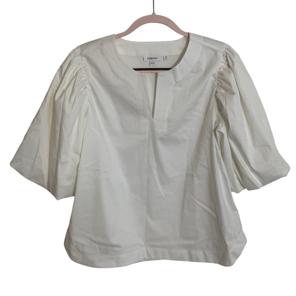 Chico's Women's White Popover Blouse size 10‎